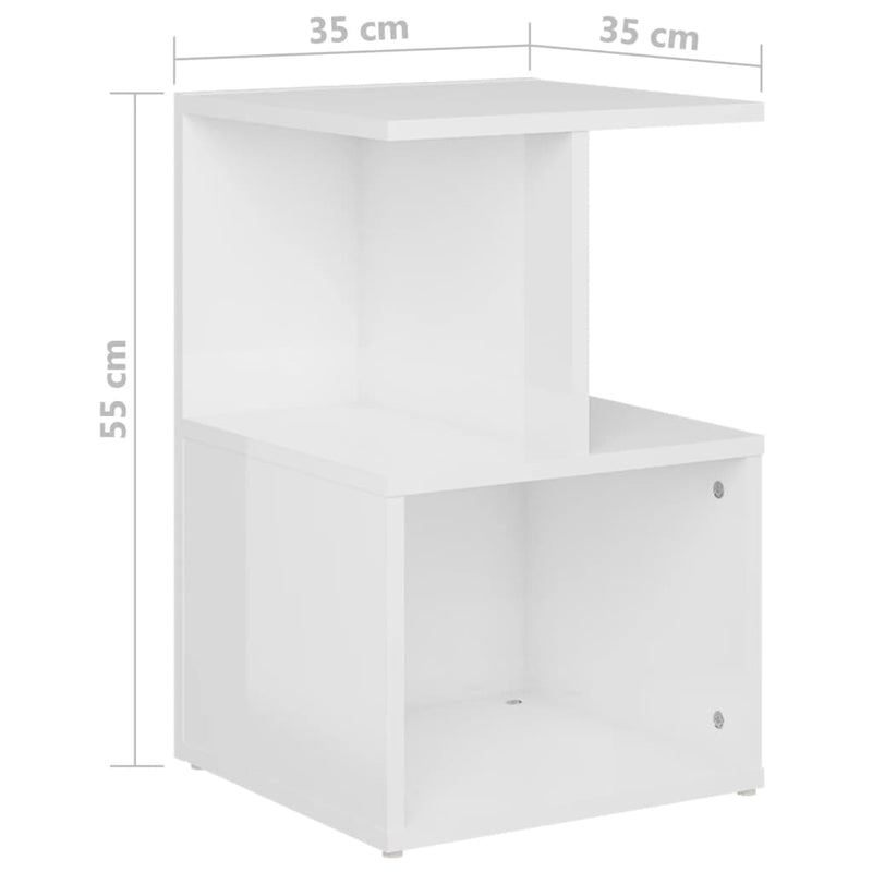 vidaXL magasfényű fehér szerelt fa éjjeliszekrény 35 x 35 x 55 cm