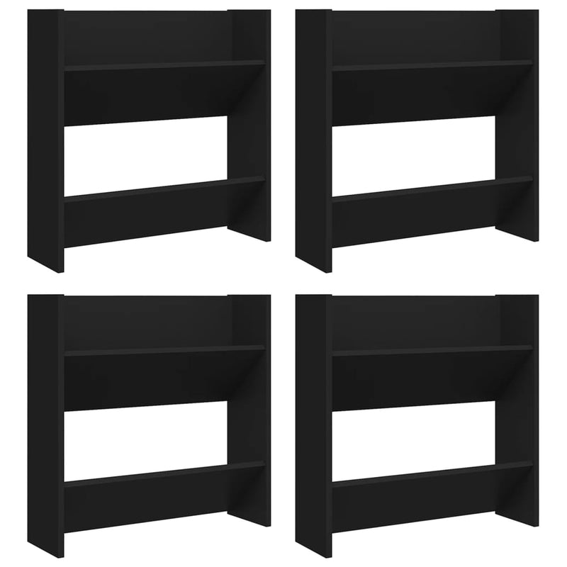 vidaXL 4 db fekete szerelt fa fali cipősszekrény 60 x 18 x 60 cm