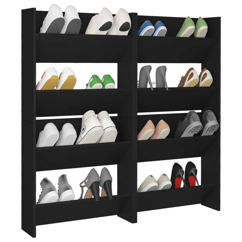 vidaXL 4 db fekete szerelt fa fali cipősszekrény 60 x 18 x 60 cm