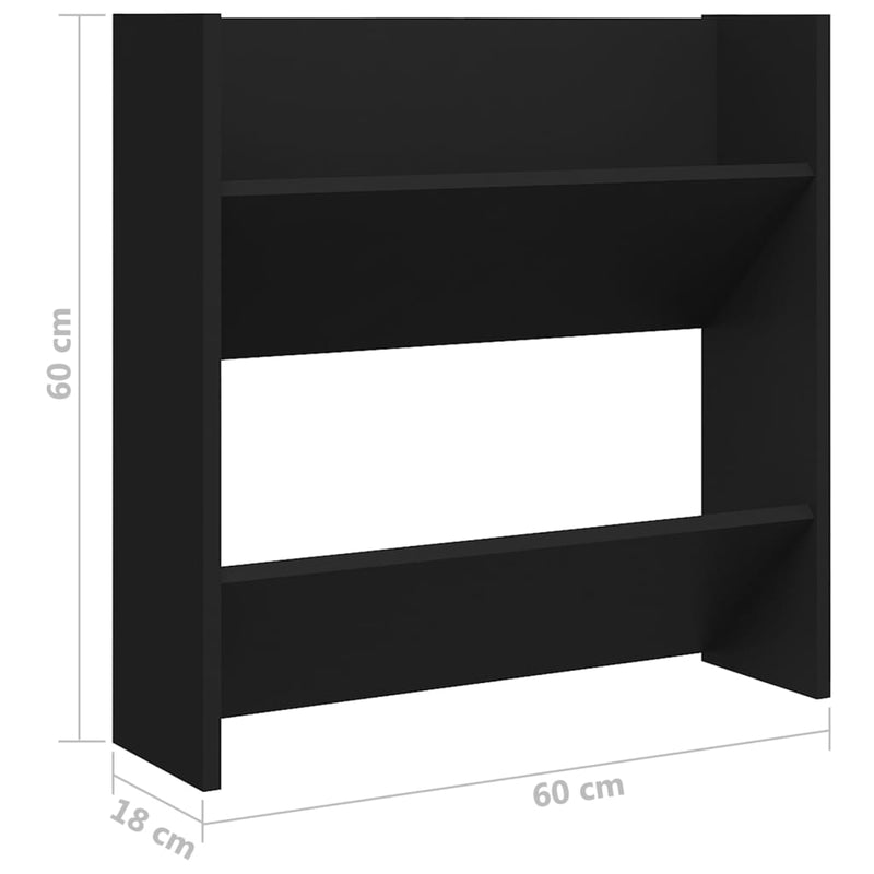 vidaXL 4 db fekete szerelt fa fali cipősszekrény 60 x 18 x 60 cm