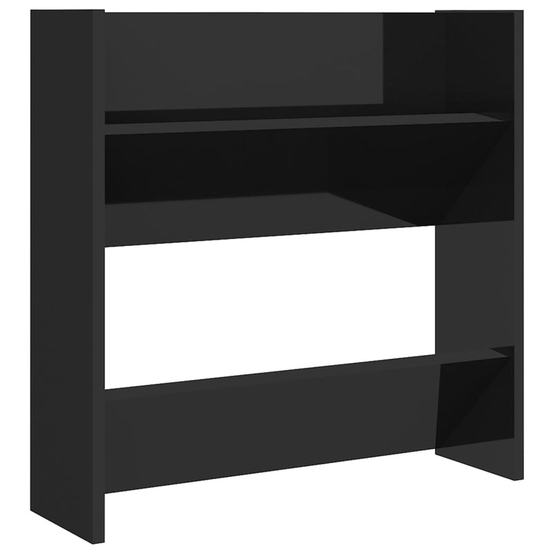 vidaXL 4 db magasfényű fekete szerelt fa fali cipősszekrény 60x18x60cm