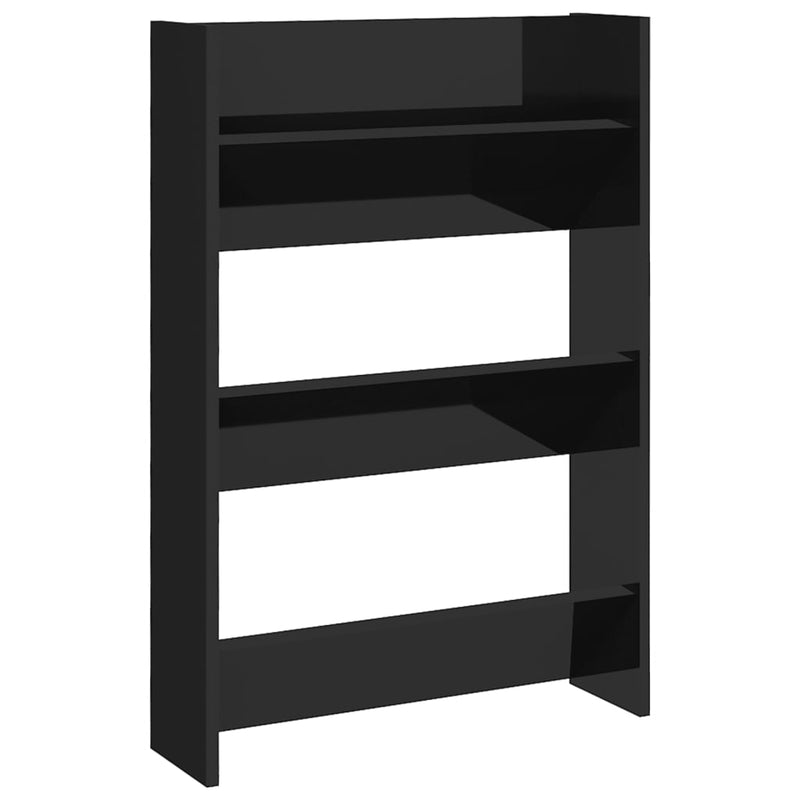 vidaXL 2 db magasfényű fekete szerelt fa fali cipősszekrény 60x18x90cm