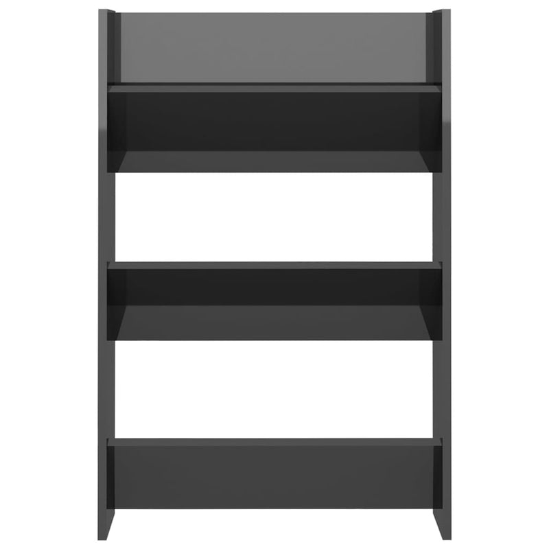vidaXL 2 db magasfényű szürke szerelt fa fali cipősszekrény 80x18x90cm
