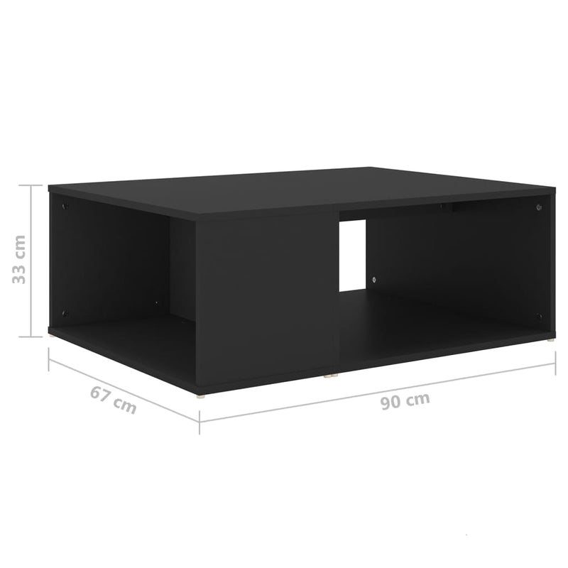 vidaXL fekete szerelt fa dohányzóasztal 90 x 67 x 33 cm
