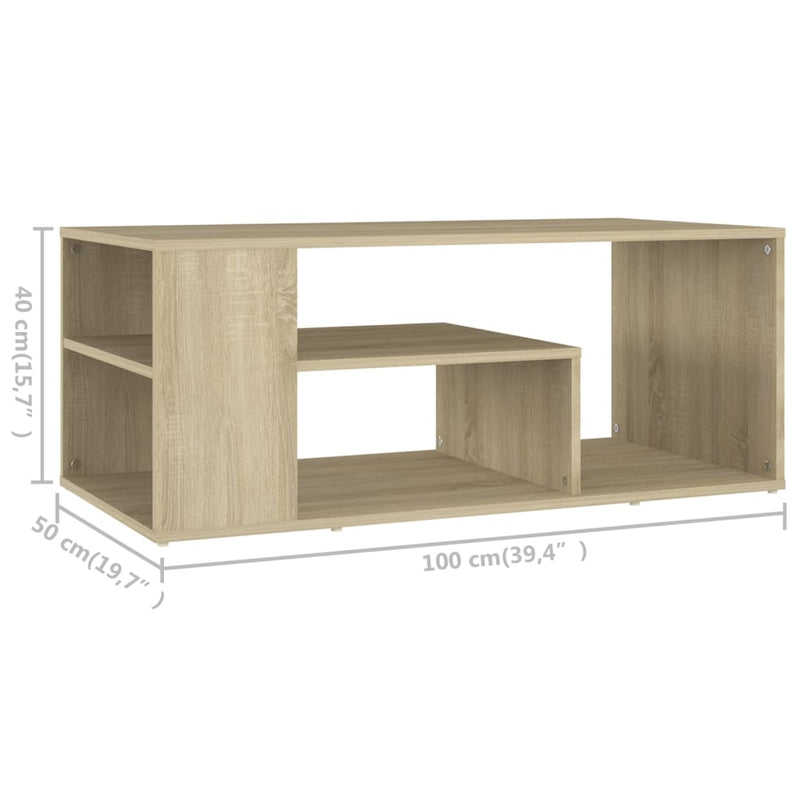 vidaXL sonoma tölgy színű szerelt fa dohányzóasztal 100x50x40 cm