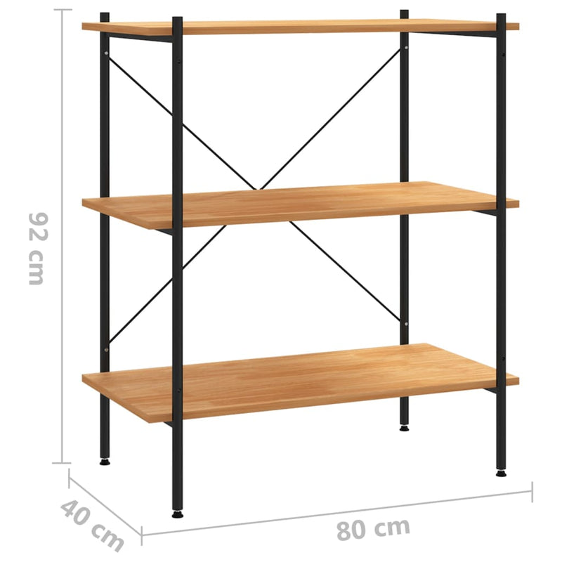vidaXL fekete és tölgyfa 3 szintes polcrendszer 80x40x92 cm