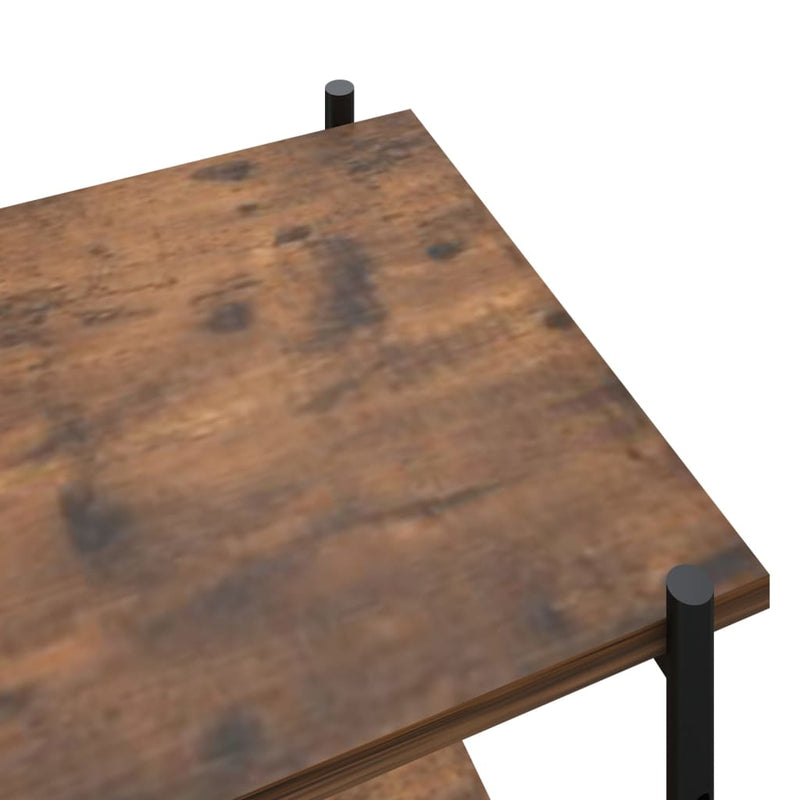 vidaXL fekete és sötét faszínű 4 szintes polcrendszer 80 x 40 x 163 cm