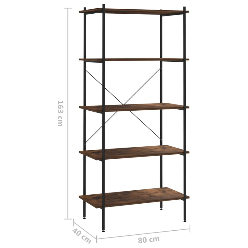 vidaXL fekete és sötét faszínű 4 szintes polcrendszer 80 x 40 x 163 cm