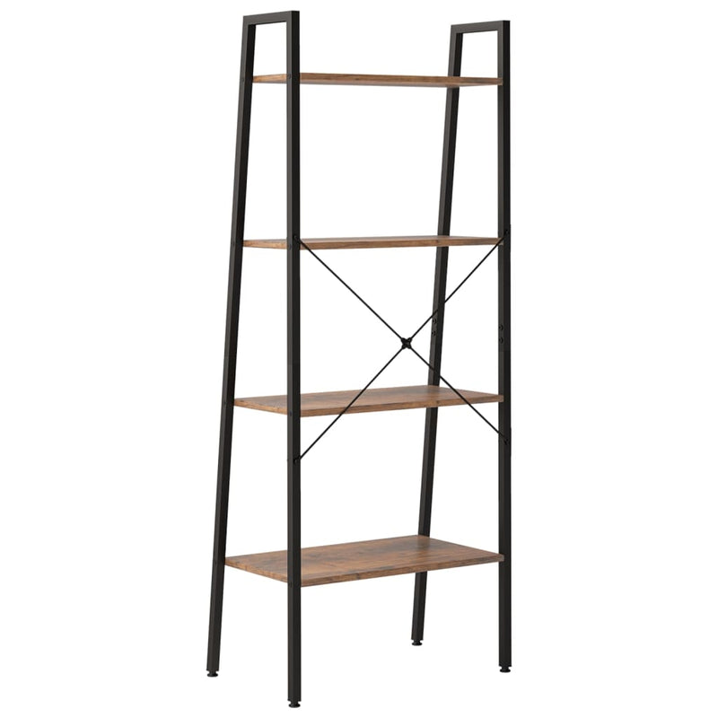 vidaXL 4 szintes sötétbarna és fekete állópolc 56 x 35 x 140 cm