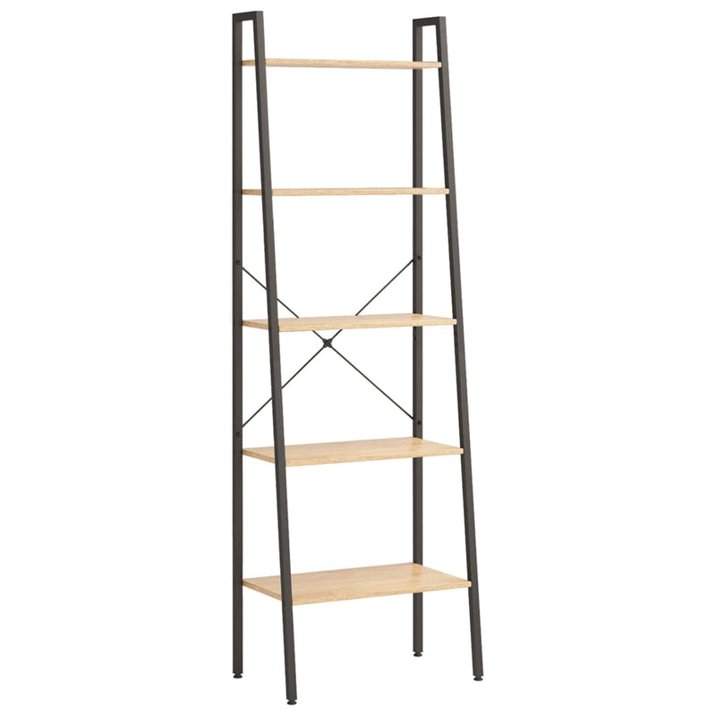 vidaXL 5-szintes világosbarna-fekete állópolc 56x35x174 cm