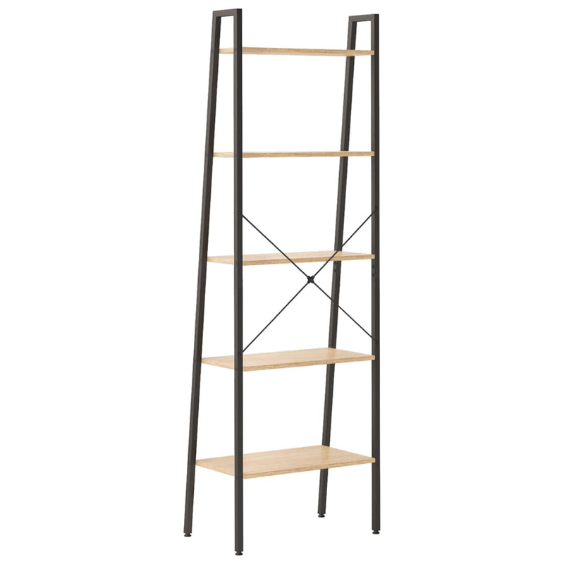 vidaXL 5-szintes világosbarna-fekete állópolc 56x35x174 cm
