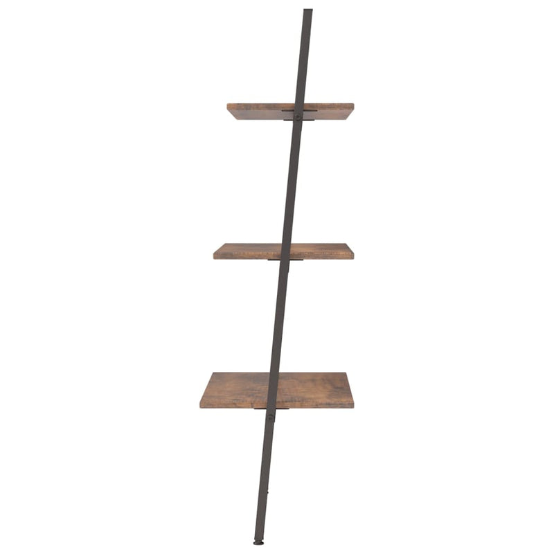 vidaXL 3 szintes sötétbarna és fekete létrapolc 64 x 34 x 116 cm