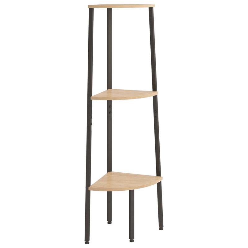 vidaXL 3 szintes világosbarna és fekete sarokpolc 45,5 x 31,5 x 120 cm