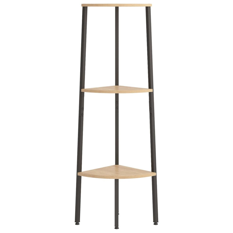 vidaXL 3 szintes világosbarna és fekete sarokpolc 45,5 x 31,5 x 120 cm