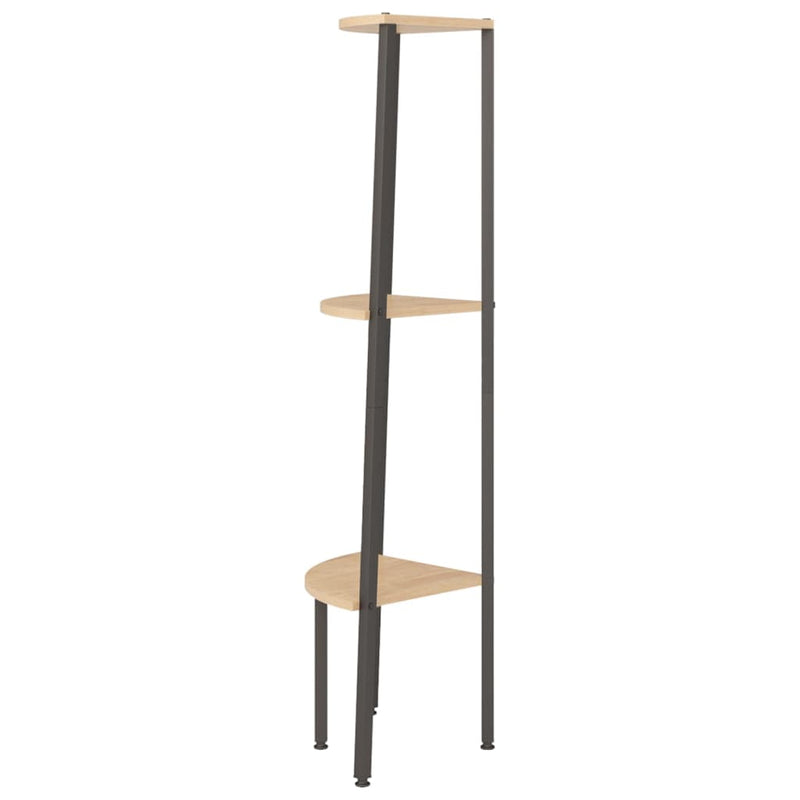 vidaXL 3 szintes világosbarna és fekete sarokpolc 45,5 x 31,5 x 120 cm