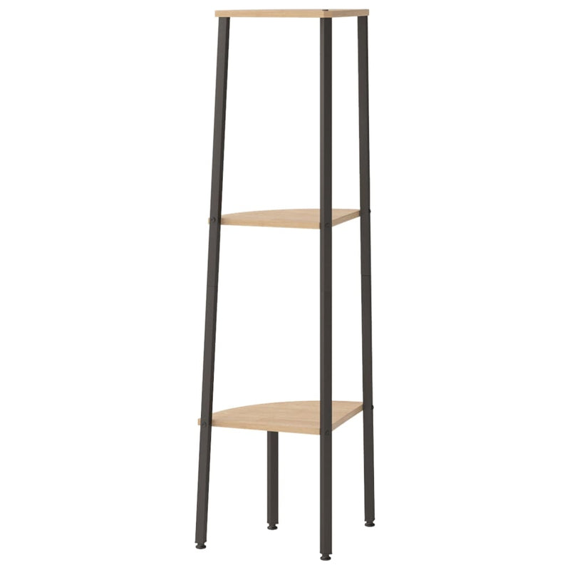 vidaXL 3 szintes világosbarna és fekete sarokpolc 45,5 x 31,5 x 120 cm