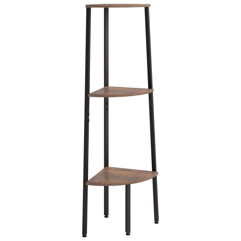vidaXL 3 szintes sötétbarna és fekete sarokpolc 45,5 x 31,5 x 120 cm