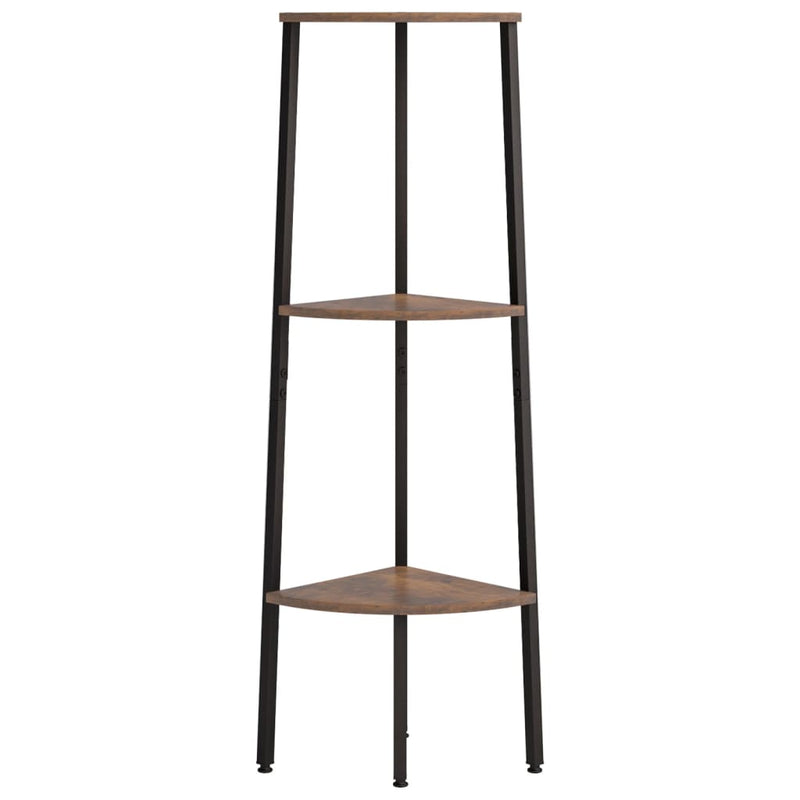 vidaXL 3 szintes sötétbarna és fekete sarokpolc 45,5 x 31,5 x 120 cm