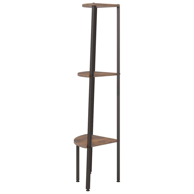 vidaXL 3 szintes sötétbarna és fekete sarokpolc 45,5 x 31,5 x 120 cm