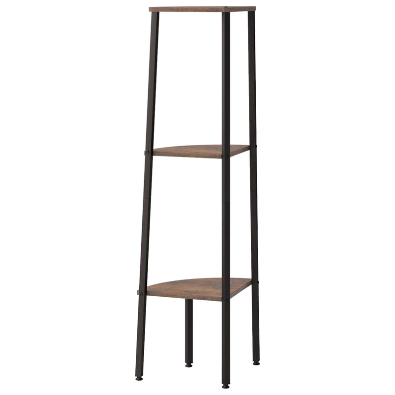 vidaXL 3 szintes sötétbarna és fekete sarokpolc 45,5 x 31,5 x 120 cm