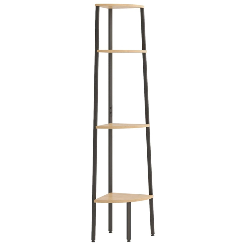vidaXL 4 szintes világosbarna és fekete sarokpolc 45,5 x 31,5 x 150 cm