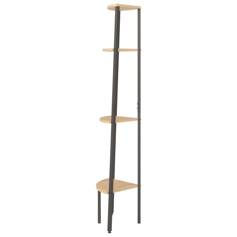 vidaXL 4 szintes világosbarna és fekete sarokpolc 45,5 x 31,5 x 150 cm