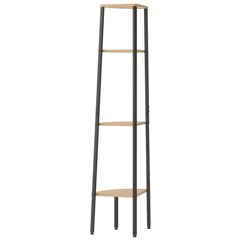 vidaXL 4 szintes világosbarna és fekete sarokpolc 45,5 x 31,5 x 150 cm