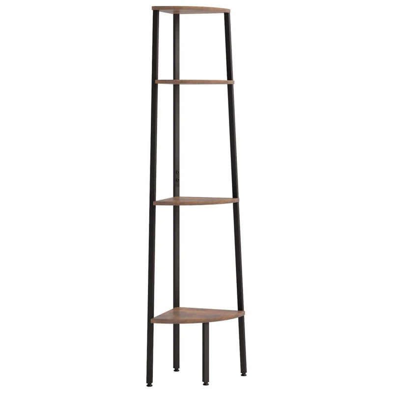 vidaXL 4 szintes sötétbarna és fekete sarokpolc 45,5 x 31,5 x 150 cm