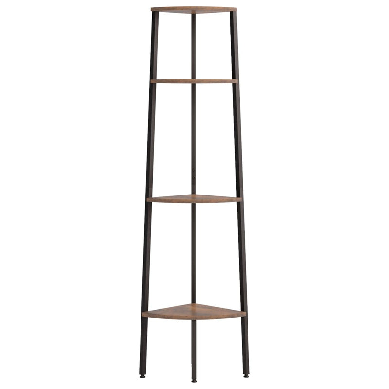 vidaXL 4 szintes sötétbarna és fekete sarokpolc 45,5 x 31,5 x 150 cm