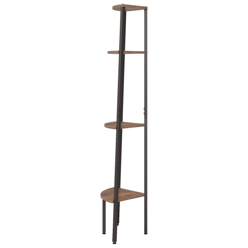 vidaXL 4 szintes sötétbarna és fekete sarokpolc 45,5 x 31,5 x 150 cm