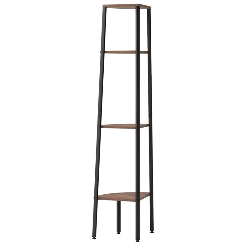 vidaXL 4 szintes sötétbarna és fekete sarokpolc 45,5 x 31,5 x 150 cm