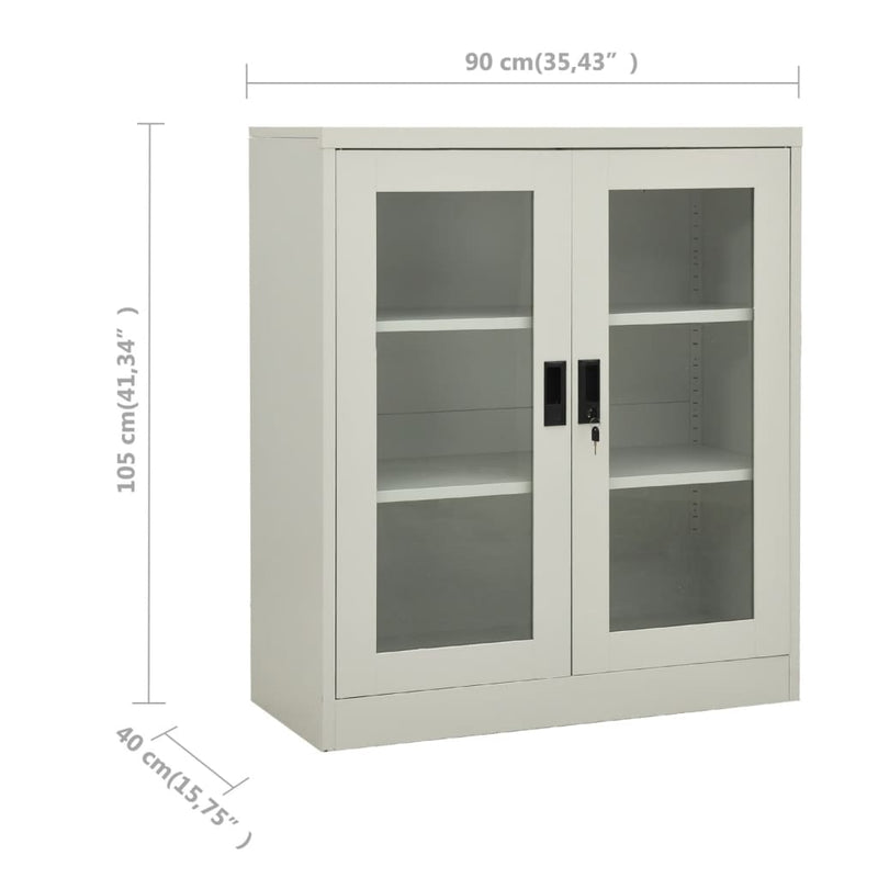 vidaXL világosszürke acél irodai szekrény 90 x 40 x 105 cm