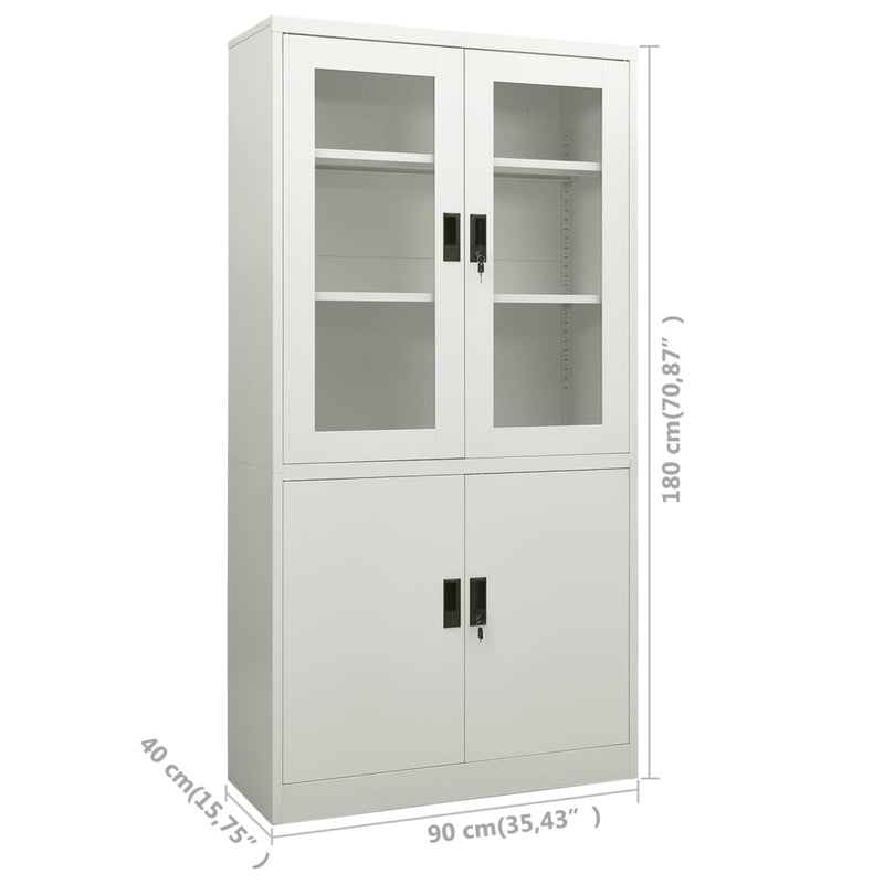 vidaXL világosszürke acél irodai szekrény 90 x 40 x 180 cm