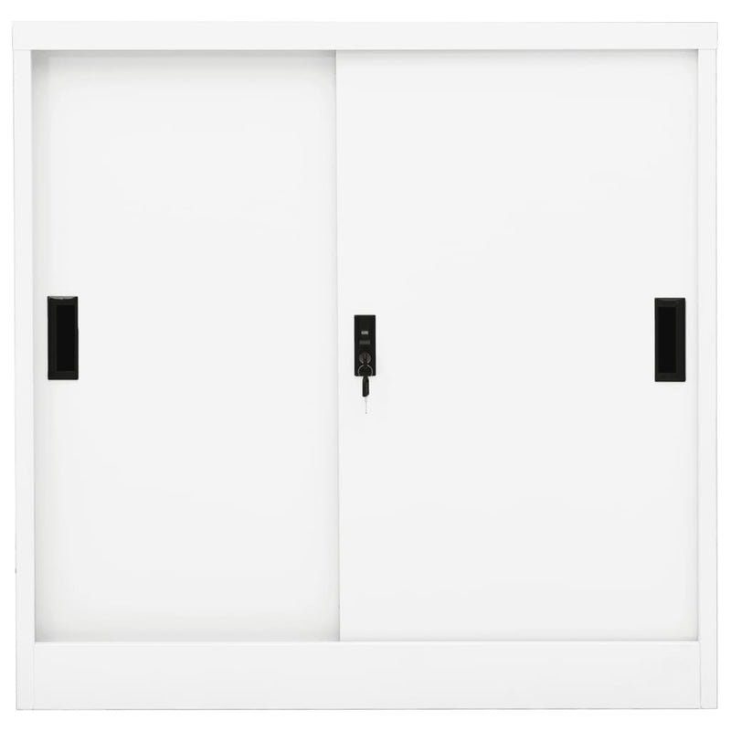 vidaXL fehér acél tolóajtós irodai szekrény 90 x 40 x 90 cm