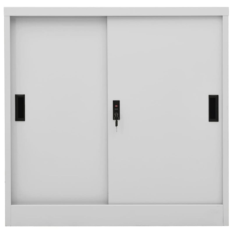 vidaXL világosszürke acél tolóajtós irodai szekrény 90 x 40 x 90 cm