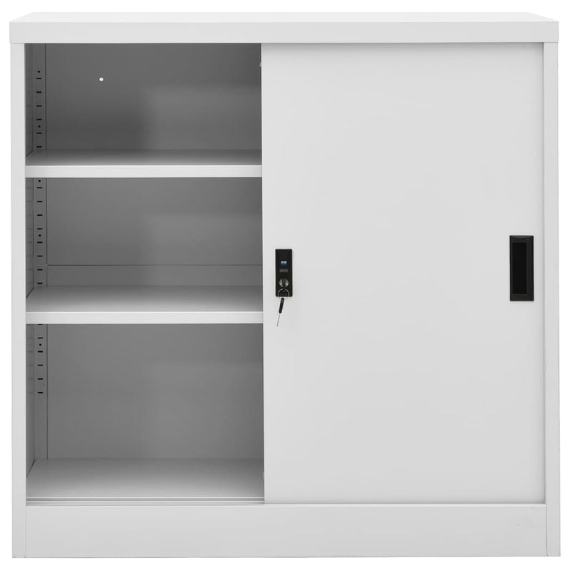 vidaXL világosszürke acél tolóajtós irodai szekrény 90 x 40 x 90 cm