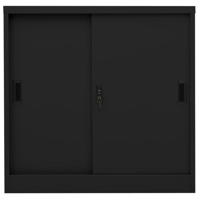 vidaXL fekete acél tolóajtós irodai szekrény 90 x 40 x 90 cm