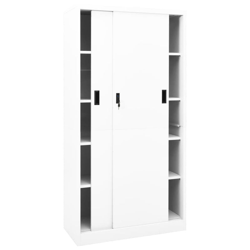 vidaXL fehér acél tolóajtós irodai szekrény 90 x 40 x 180 cm