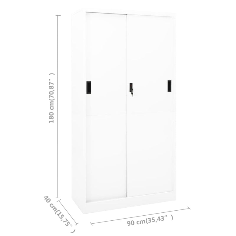 vidaXL fehér acél tolóajtós irodai szekrény 90 x 40 x 180 cm