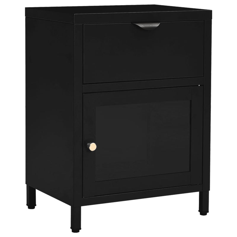 vidaXL fekete acél és üveg éjjeliszekrény 40 x 30 x 54,5 cm