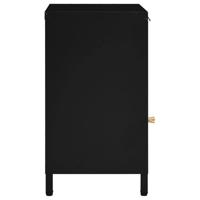 vidaXL fekete acél és üveg éjjeliszekrény 40 x 30 x 54,5 cm