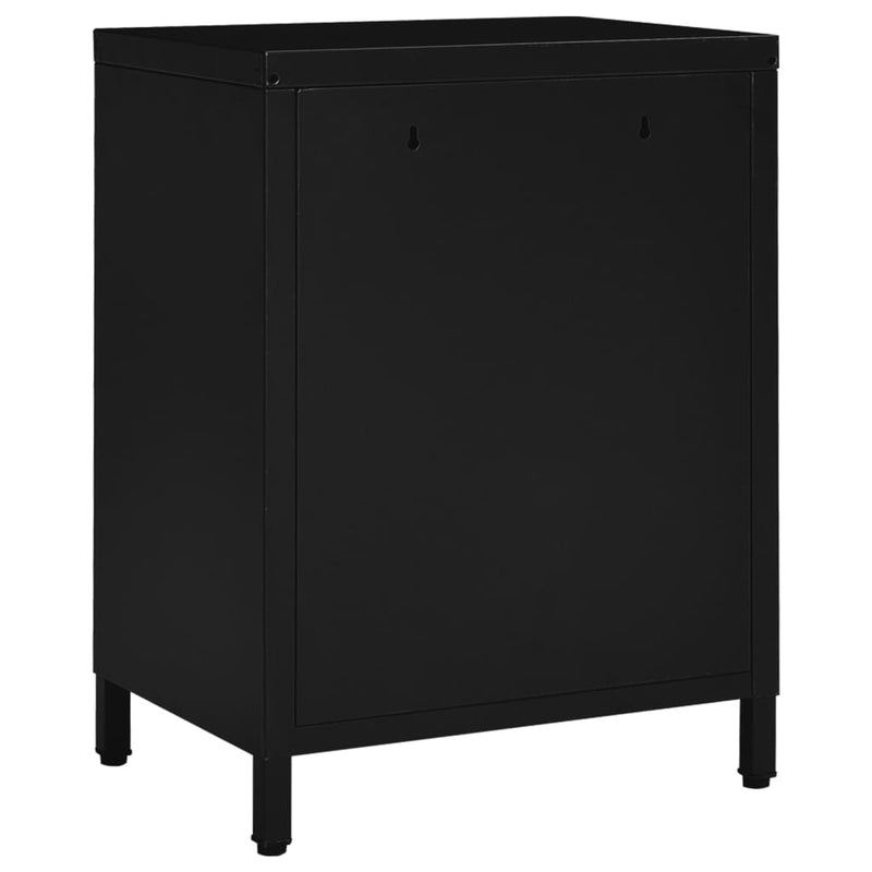 vidaXL fekete acél és üveg éjjeliszekrény 40 x 30 x 54,5 cm