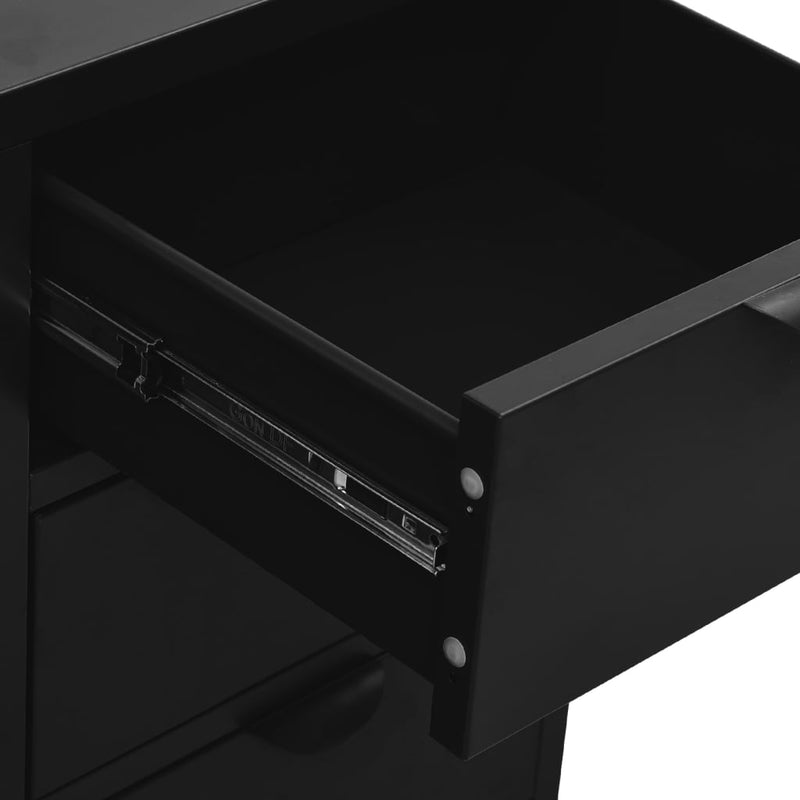 vidaXL fekete acél és edzett üveg tálalószekrény 75 x 35 x 70 cm