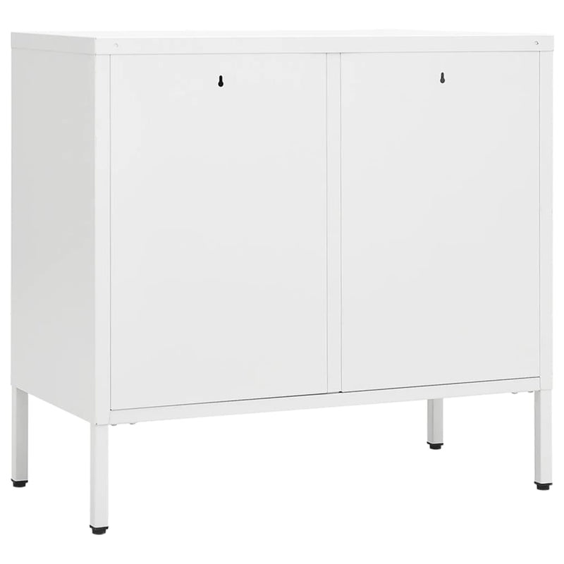 vidaXL fehér acél és edzett üveg tálalószekrény 75 x 35 x 70 cm