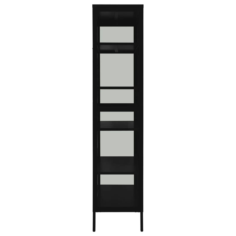 vidaXL fekete acél és edzett üveg vitrin 90 x 40 x 180 cm