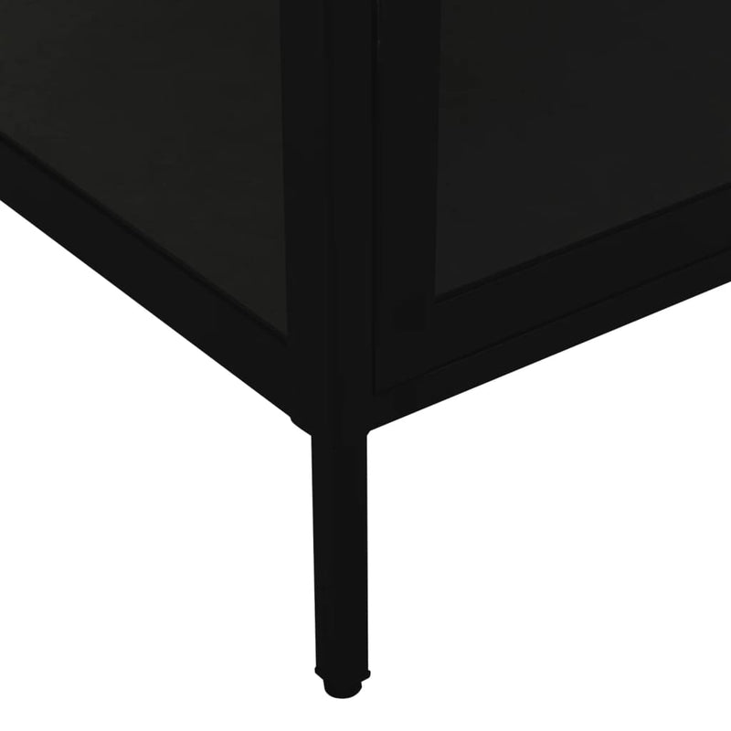 vidaXL fekete acél és edzett üveg vitrin 90 x 40 x 180 cm