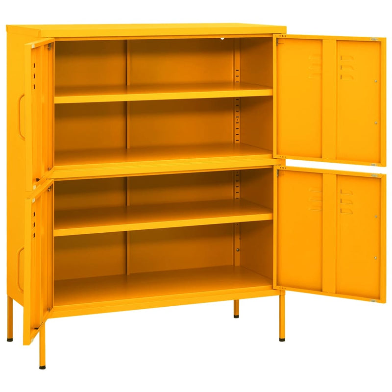 vidaXL mustársárga acél tárolószekrény 80 x 35 x 101,5 cm