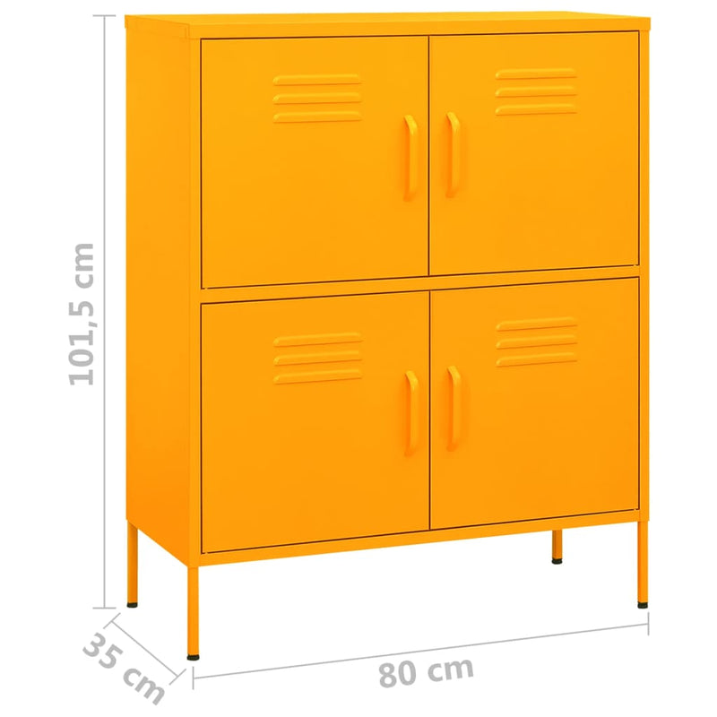 vidaXL mustársárga acél tárolószekrény 80 x 35 x 101,5 cm