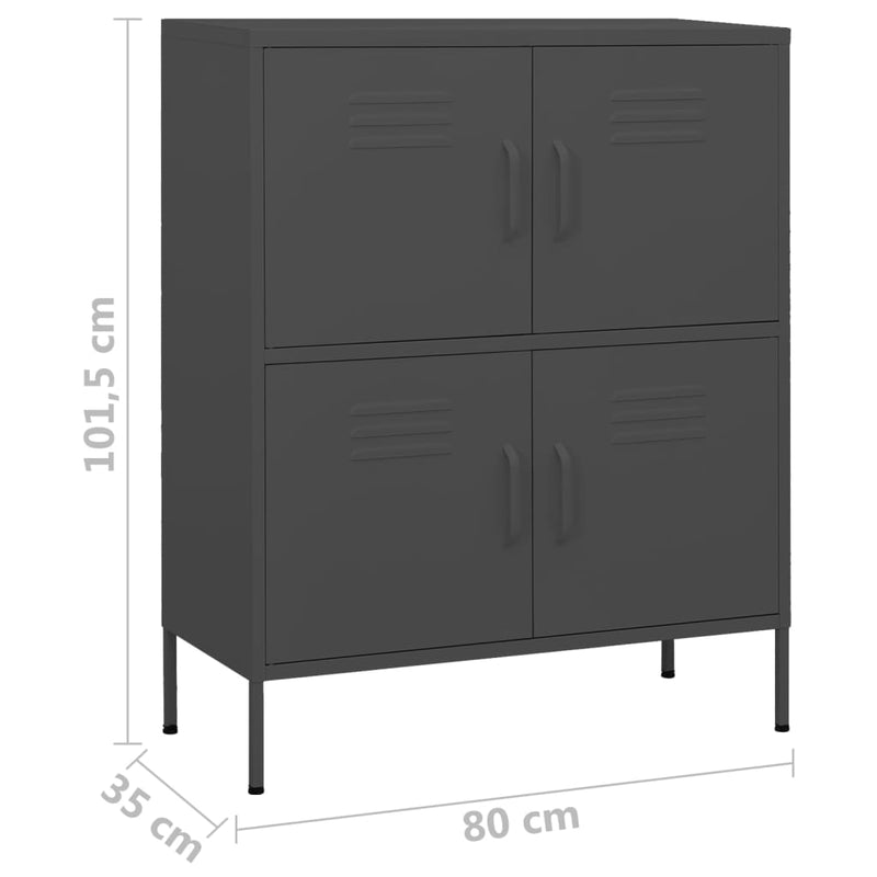 vidaXL antracitszürke acél tárolószekrény 80 x 35 x 101,5 cm