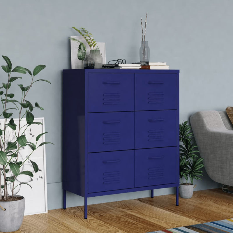 vidaXL tengerészkék acél fiókos szekrény 80 x 35 x 101,5 cm